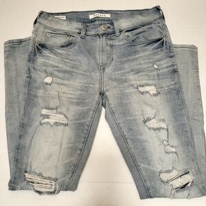 Pacsun Men's Stacked Skinny Faded Blue Distressed Jeans. W28xL30